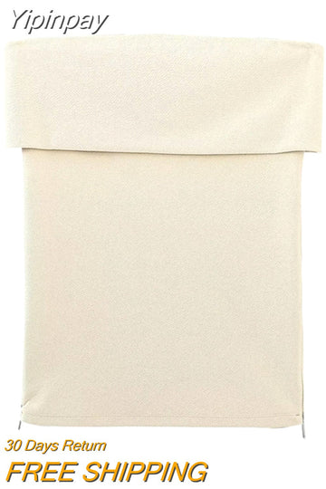 Yipinpay Off Shoulder Corset Top Women Zipper White Tube Top Female Backless Sexy Tops Woman Bustier Sleeveless Streetwear Y2k Tops